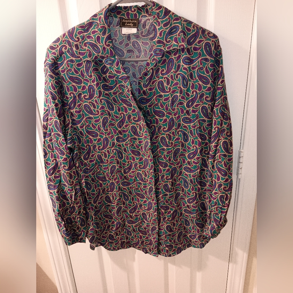 Vintage Southern Lady Multicolor Paisley Blouse